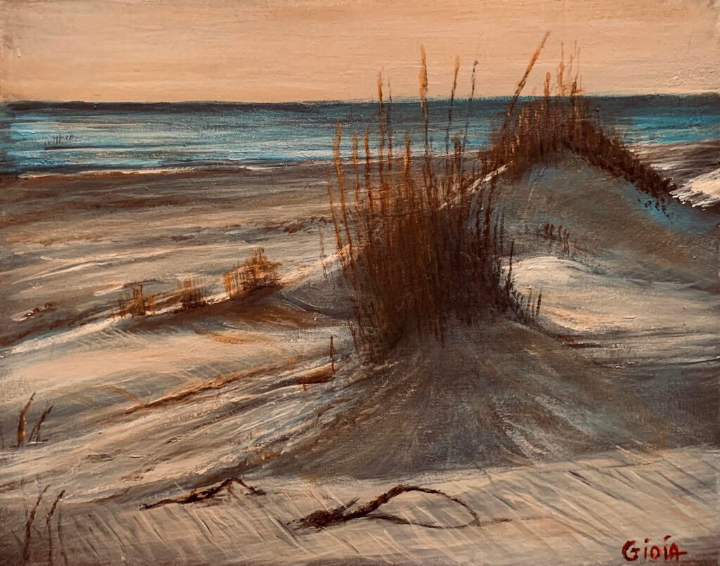 original painting of dunes on beach